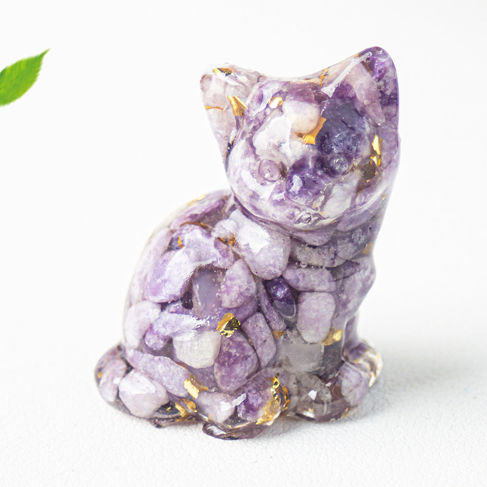 Wholesale Natural crystal gravel cute cat ornaments